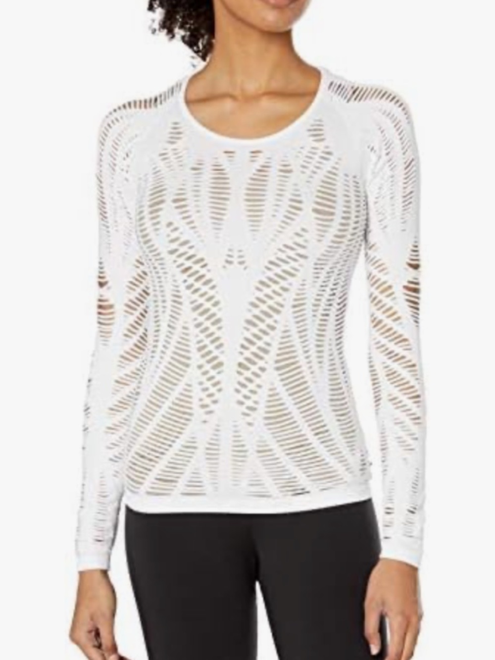 Alo Yoga Wanderer Top Women's Long Sleeve Geo Cut Out Stretch Shirt